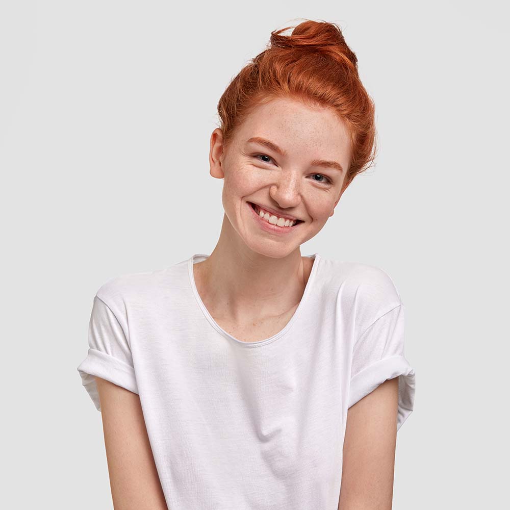 Portrait Of Positive Glad Ginger Young Female Has DFTL64Z